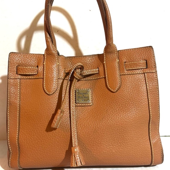 Dooney bourke brown leather satchel handbag - Picture 9 of 10